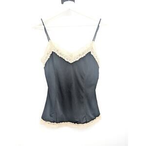 The Limited Babydoll Cami Top Black and Cream Lace Y2K Vintage Women's M